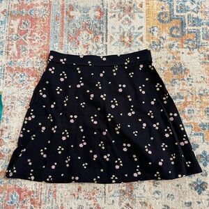 Loft floral print black mini skirt